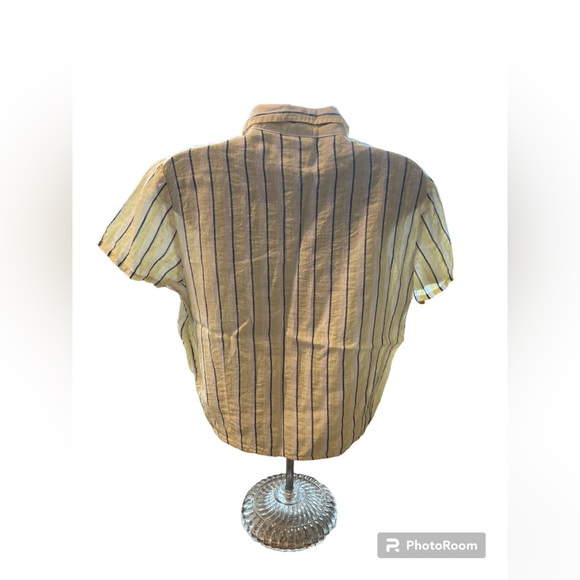 Rachel Zoe Striped 100% Linen Button Down Top. Size Medium. - Picture 2 of 6